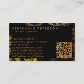Luxury Black & Gold Baroque Custom Logo QR Code Visitekaartje (Achterkant)