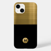 Luxury Black Gold Brushed Metal Monogram Case-Mate iPhone Case (Achterkant)