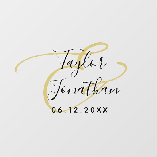 Luxury Black & Gold Classy Custom Wedding Raamsticker (Vel)