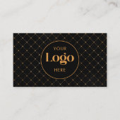 Luxury Black & Gold Custom Company Logo QR Code Visitekaartje (Voorkant)
