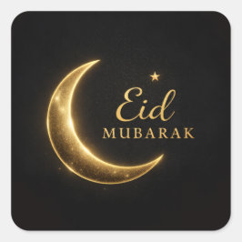 Luxury Black & Gold Eid Mubarak Stickers– Elegant Vierkante Sticker