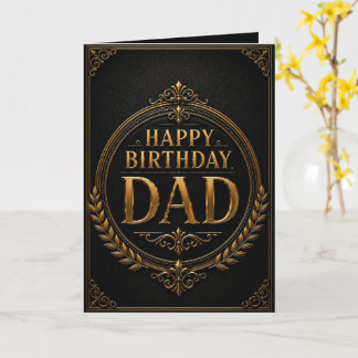 Luxury Black & Gold Elegant Birthday Card for Dad Kaart