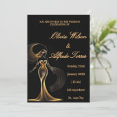 Luxury Black & Gold Elegant Wedding Invitation (Debout devant)