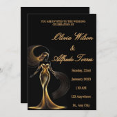 Luxury Black & Gold Elegant Wedding Invitation (Devant / Derrière)