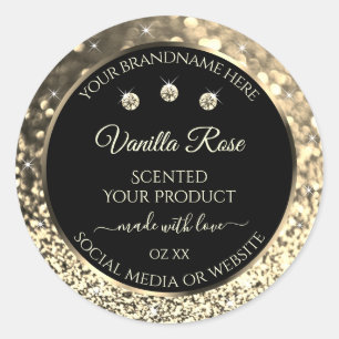 Luxury Black Gold Glitter Product Labels diamanten