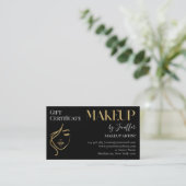 Luxury Black & Gold Makeup Gift Certificate Card Klantenkaartje (Staand voorkant)