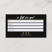 Luxury Black & Gold Makeup Gift Certificate Card Klantenkaartje (Achterkant)