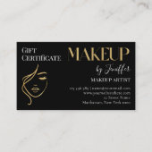 Luxury Black & Gold Makeup Gift Certificate Card Klantenkaartje (Voorkant)