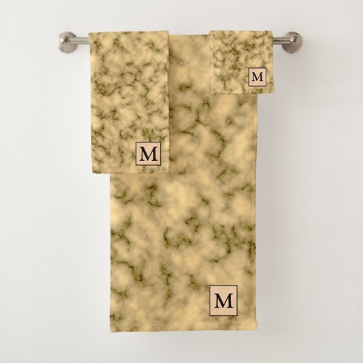 Luxury Black Gold Marble Monogrammed Bad Handdoek (Insitu)