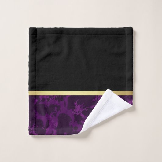 Luxury Black Gold Marble Monogrammed Bad Handdoek (Wasdoekje)