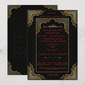 Luxury Black & Gold Muslim Wedding Invitation (Devant / Derrière)
