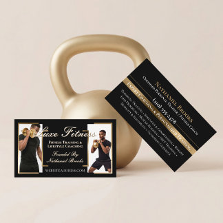 Luxury Black Gold Personal Trainer Fitness Coach Visitekaartje
