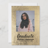 Luxury Black Gold Photo Graduation Invitation (Devant)