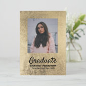 Luxury Black Gold Photo Graduation Invitation (Debout devant)