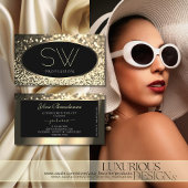 Luxury Black Gold Sparking Glitter met Monogram Visitekaartje