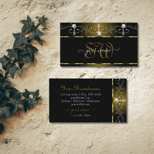 Luxury Black Gold Sparkle Jewels Initialen Visitekaartje