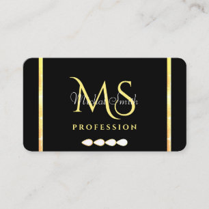 Luxury Black Golden Sparkle Jewels Monogram  Visitekaartje