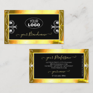 Luxury Black Golden Sparkle Jewels voegen Logo to Visitekaartje