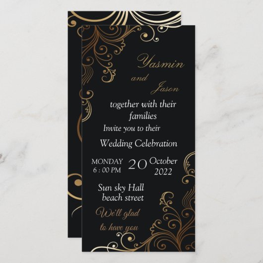 luxury Black Invitation (Voorkant / Achterkant)