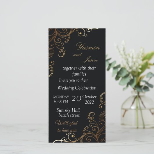 luxury Black Invitation (Staand voorkant)