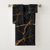 Luxury Black Marble Gold Monogram Business Brand (En situation)