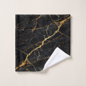 Luxury Black Marble Gold Monogram Business Brand (Gant de toilette)