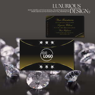 Luxury Black met Gold Decor Diamonds en Logo Visitekaartje