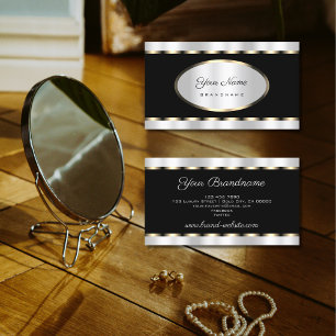Luxury Black met Silver Effect en Gold Border Visitekaartje