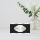 Luxury Black met Silver Effect en Gold Border Visitekaartje (Staand voorkant)