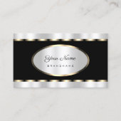 Luxury Black met Silver Effect en Gold Border Visitekaartje (Voorkant)