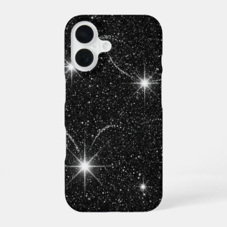 Luxury Black Night Sky Starry Sparkle iPhone 16 Ca Hoesje