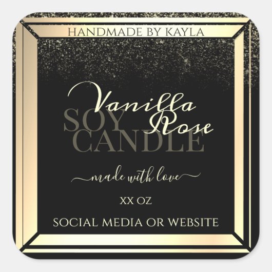 Luxury Black Product Packaging Labels Gold Lijst (Voorkant)