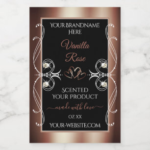 Luxury Black Rosegold Shimmery Decor Productlabel Voedselcontainer Etiket