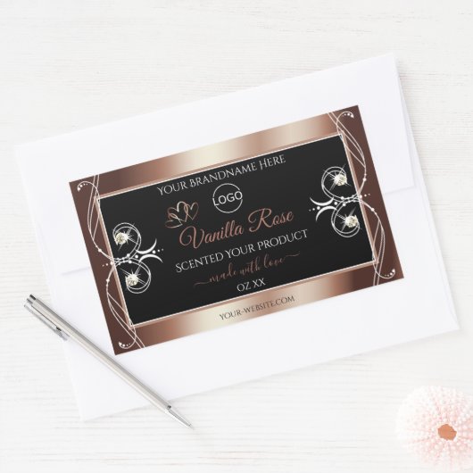 Luxury Black Rosegold Shimmery Product Labels Logo (Envelop)
