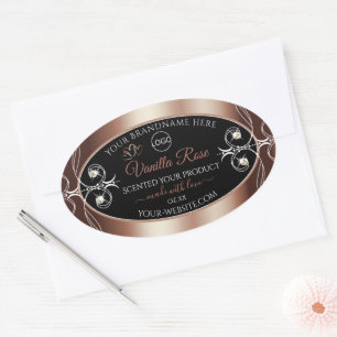 Luxury Black Rosegold Shimmery Product Labels Logo