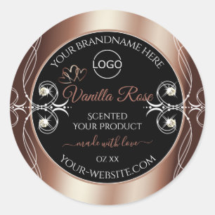 Luxury Black Rosegold Shimmery Product Labels Logo
