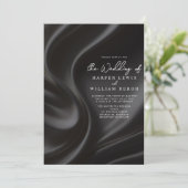 luxury black satin wedding kaart (Staand voorkant)