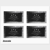 Luxury Black Silver Glitter Diamonds Productlabel Rechthoekige Sticker (Vel)