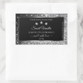 Luxury Black Silver Glitter Diamonds Productlabel Rechthoekige Sticker (Tas)