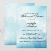 Luxury Blue Bokeh Light Chic Rehearsal Dinner Kaart (Voorkant / Achterkant)