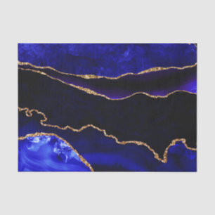 Luxury Blue en Gold Glitter Agate Happy Birthday Tissuepapier