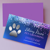 Luxury Blue Glitter Dog Paw Pet Grooming Service Visitekaartje