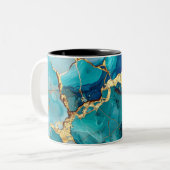 Luxury Blue & Gold Marble Abstract Art Mug (Devant gauche)