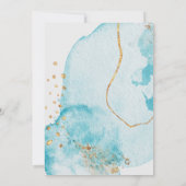 Luxury Blue & Golden Waterverf Abstract bruiloft Kaart (Achterkant)