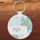 Luxury Blue & Golden Waterverf Dank je huwelijk Sleutelhanger (Achterkant)