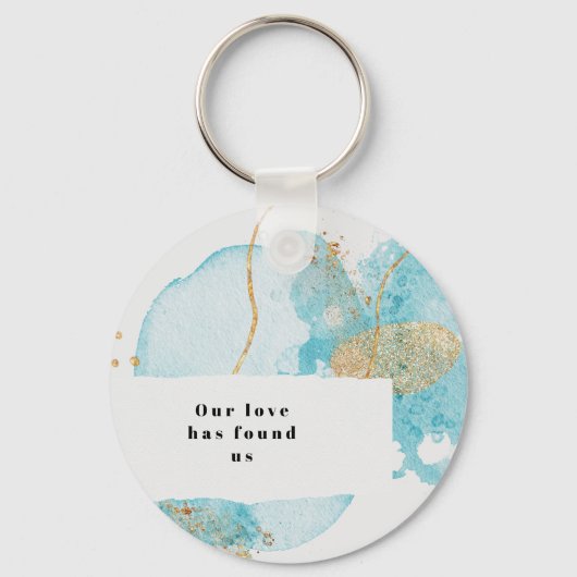 Luxury Blue & Golden Waterverf Dank je huwelijk Sleutelhanger (Achterkant)