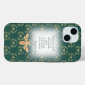 Luxury Blue Green Gold Bee Wreath Grid Christian Case-Mate iPhone Case (Achterkant (horizontaal))