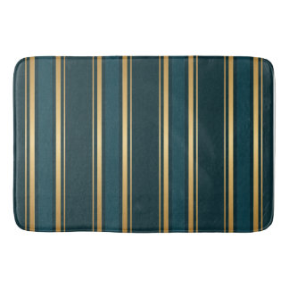 Luxury Blue Green Gold Stripe Gift Wrap Pattern Badmat