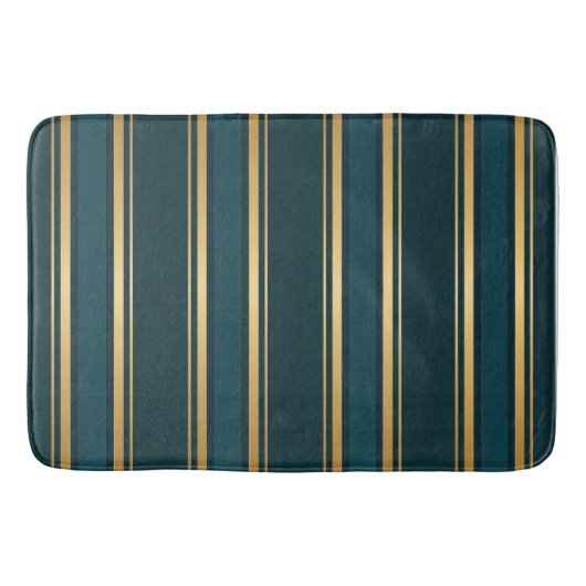 Luxury Blue Green Gold Stripe Gift Wrap Pattern Badmat (Voorkant)