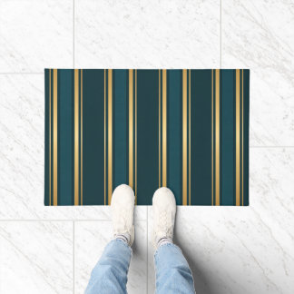Luxury Blue Green Gold Stripe Gift Wrap Pattern Deurmat